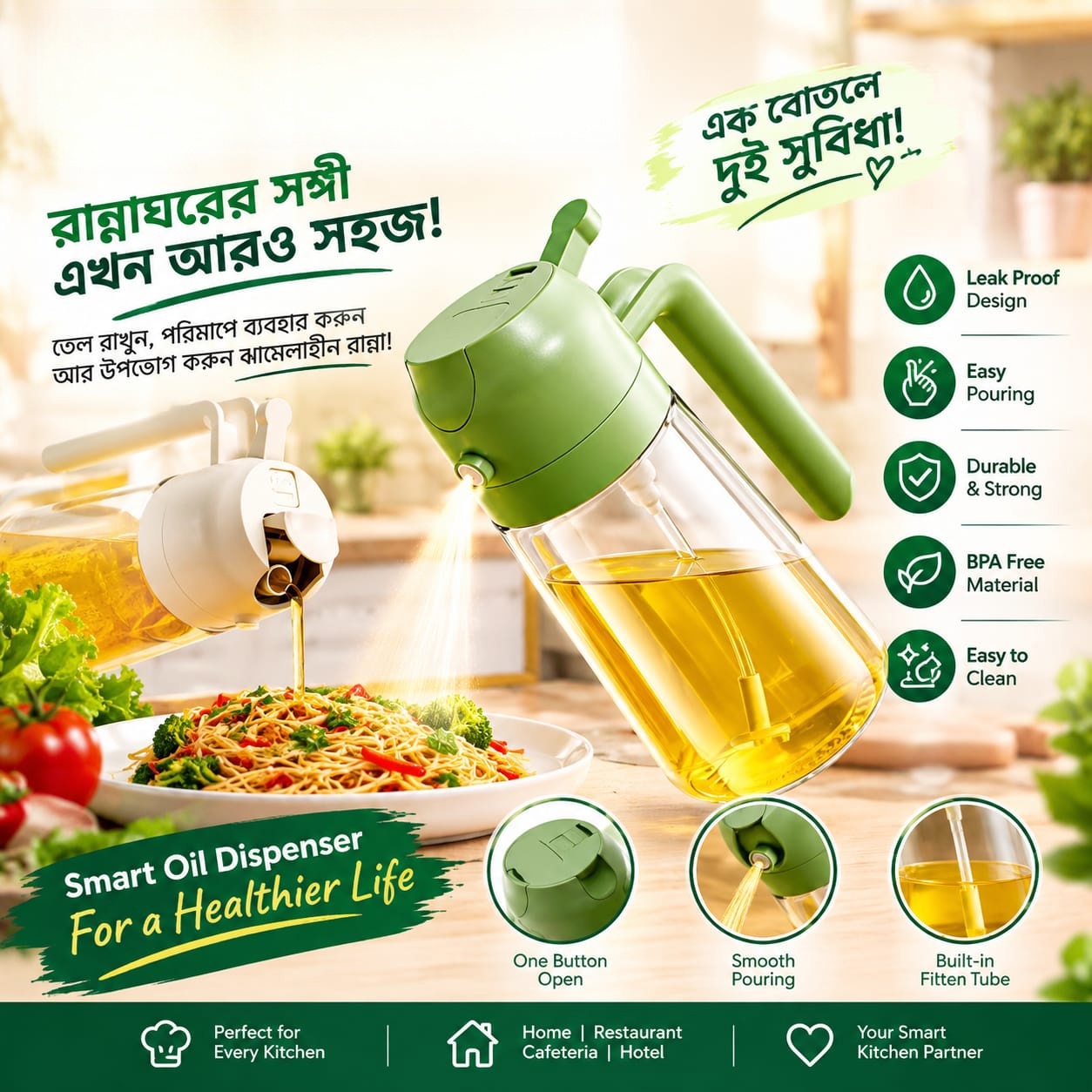 Smart 2-in-1 Oil Dispenser & Sprayer Bottle)  