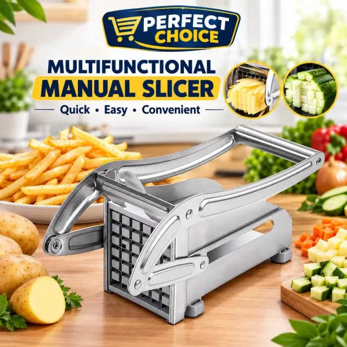 Stainless Steel Potato Chipper & Chopper Tool - ঘরেই রেস্তোরাঁ স্টাইলের ফ্রেঞ্চ ফ্রাই তৈরির হেভি-ডিউটি ফ্রাই কাটার